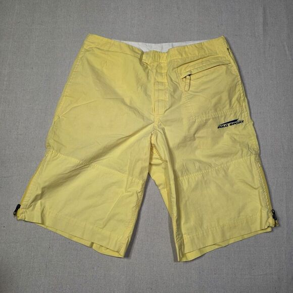 Vintage Y2k Polo Sport Yellow Board Shorts Mens Size Medium 12 Inch Inseam - Picture 1 of 10
